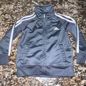 Adidas Toddler 2T Boys Long Sleeve Warm Up Zip Jacket Windbreaker dark gray
